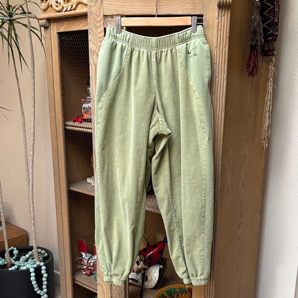 Nike Air High Waisted Green Corduroy Joggers